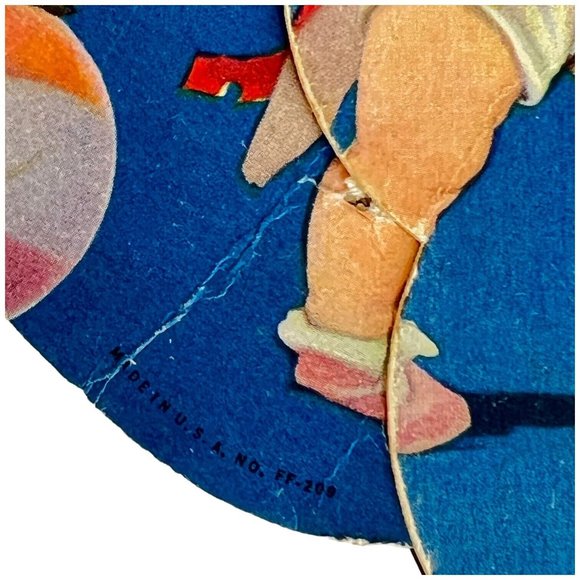 Vintage Tri Fold Advertising Cardboard Fan Boy With Circus Pigs Blue Folding - Picture 8 of 14